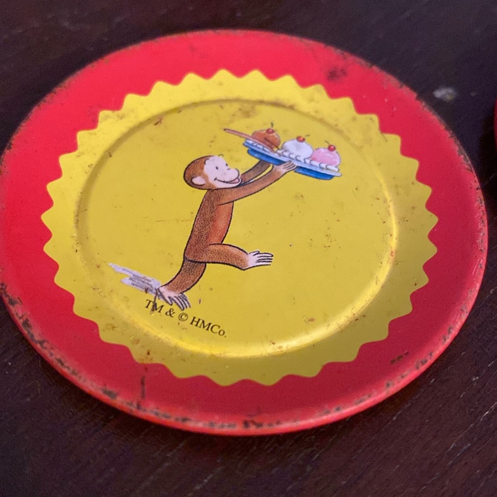 Curious George Kids Toy Tin Tea Set 2 PC Classic Schylling - Picture 3 of 5